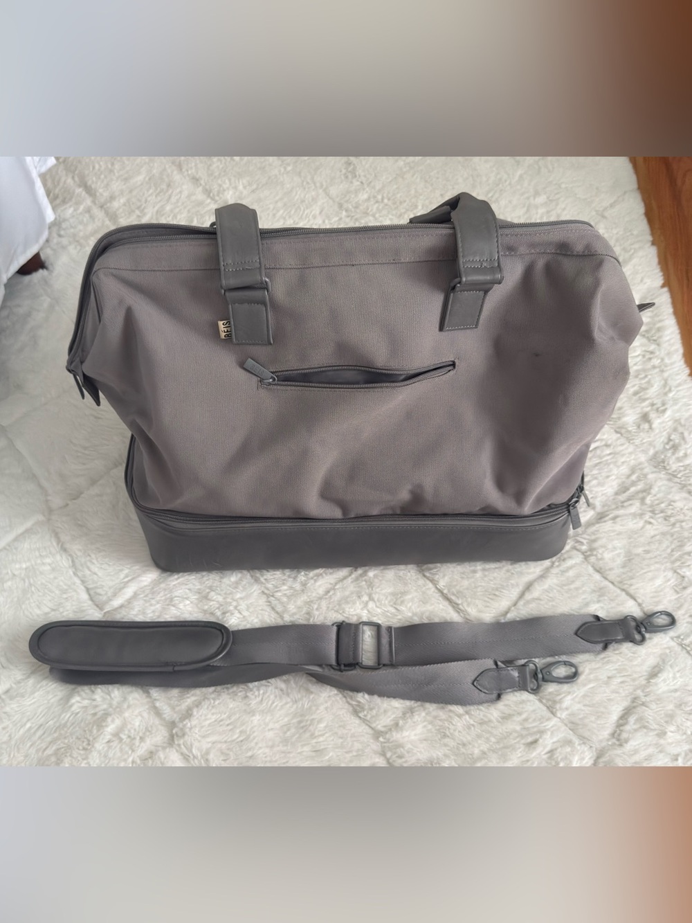 Beis Gray weekender bag